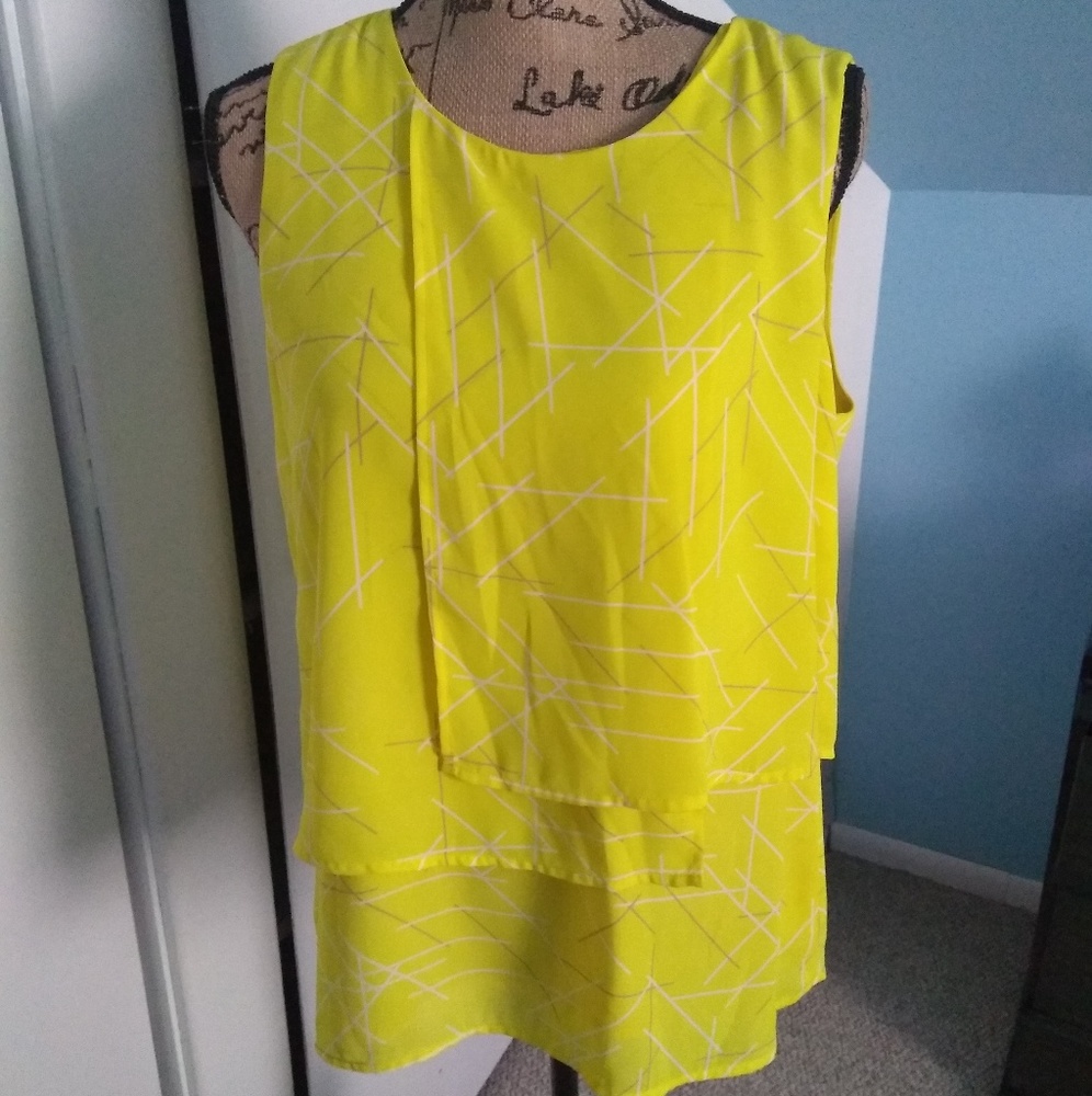 Yellow Patterned Assymetrical Blouse